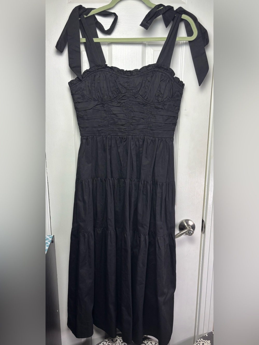 Sofie the Label Black Tie-Shoulder Tiered Midi Dress - Picture 4 of 16